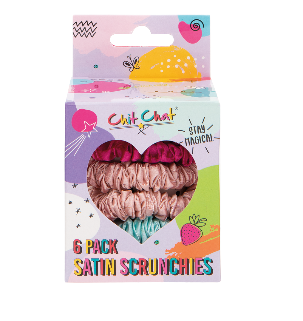 Chit Chat Satin Scrunchies 6 Pack